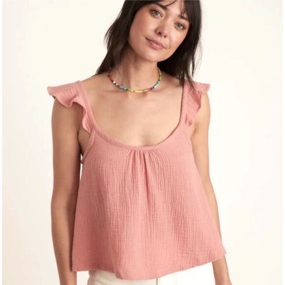 Marine Layer Jude Flutter Sleeve Tank Rosette Pink Medium NWT - Picture 6 of 7